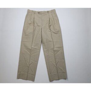 Vintage 90s Pierre Balmain Mens 35x30 Pleated Wool Knit Wide Leg Chino Pants